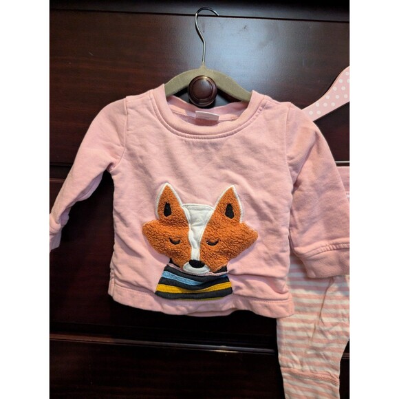 Hanna Andersson Fox Sweatshirt and Striped Pants outfit 6-12 months - Picture 2 of 6